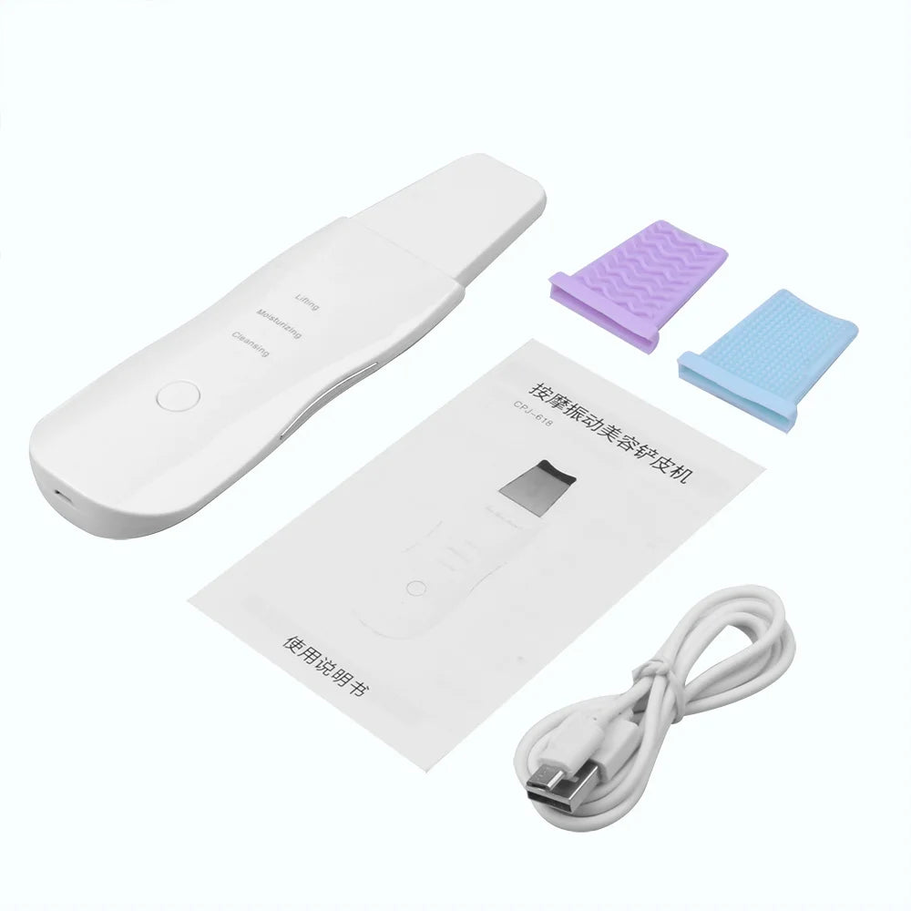 Ultrasonic Skin Scrubber Deep Vibrate Facial Cleaner Shovel Face Scrubber Peeling Black Head Remover Facial Massager